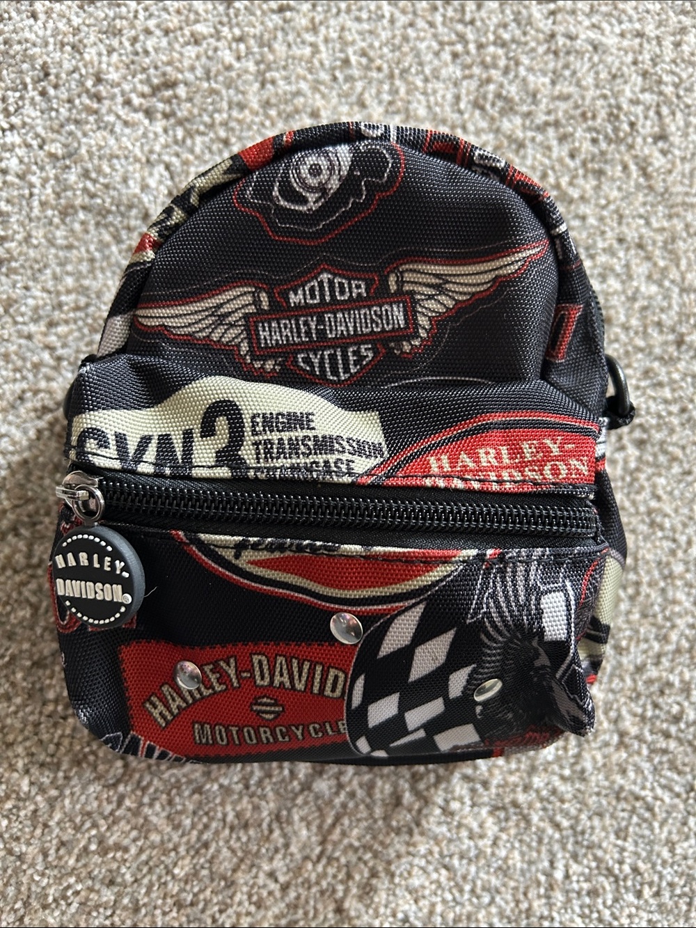 Harley-Davidson Black & Red Logo Print Canvas Belt Bag